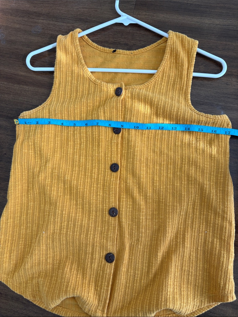 Mustard Ribbed Button-Front Tank Top - Picture 4 of 5